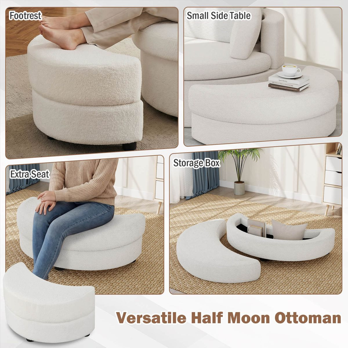 360° Swivel Accent Chair with Half Moon Storage and 3 Pillows product image