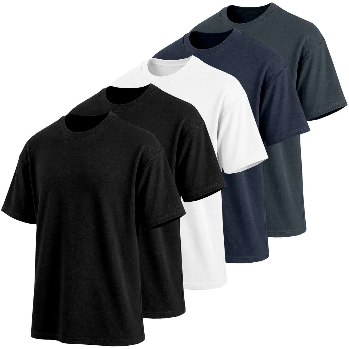Men’s Heavyweight Micro Waffle Knit Drop Shoulder Tee (5-Pack) product image
