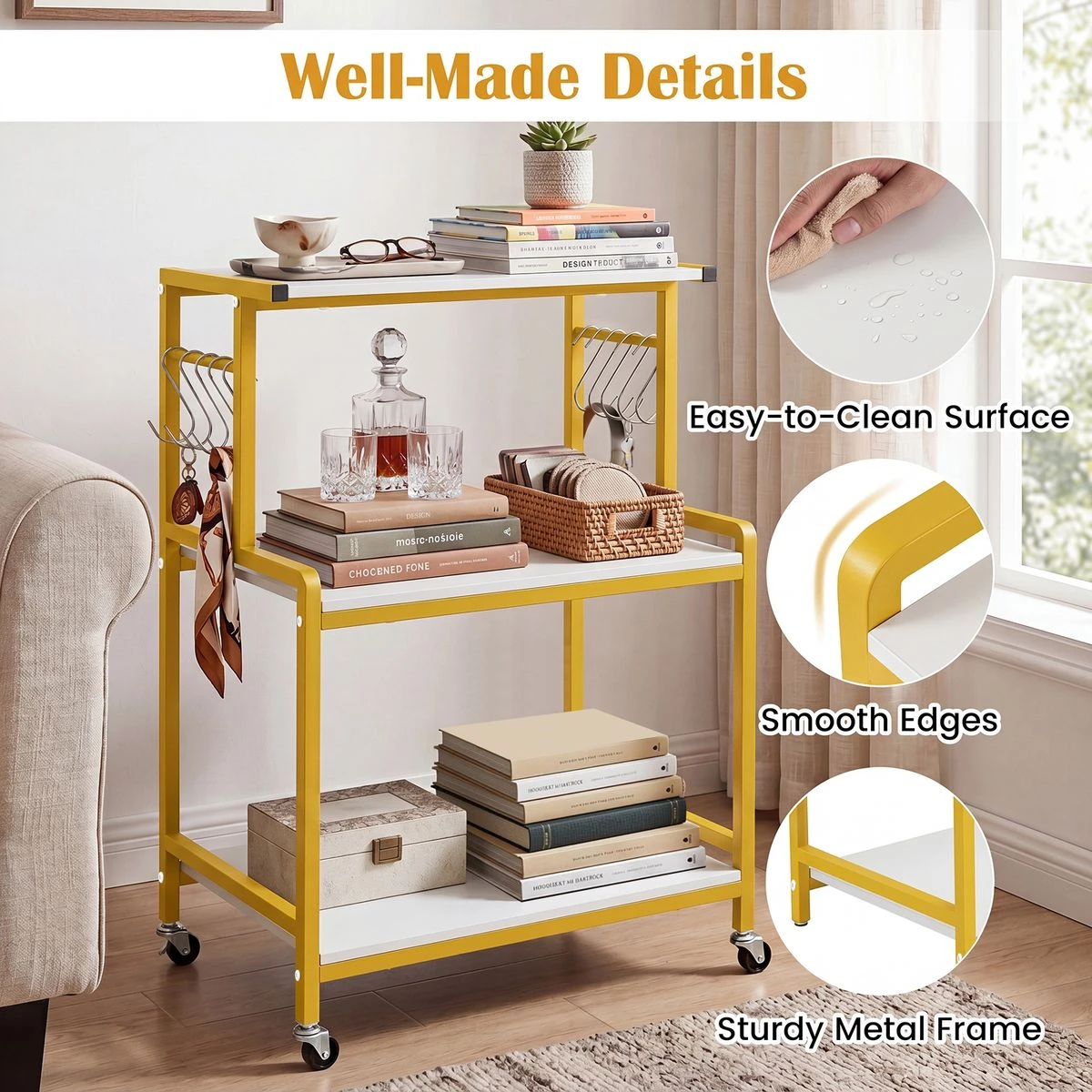 3-Tier Kitchen Rolling Cart product image