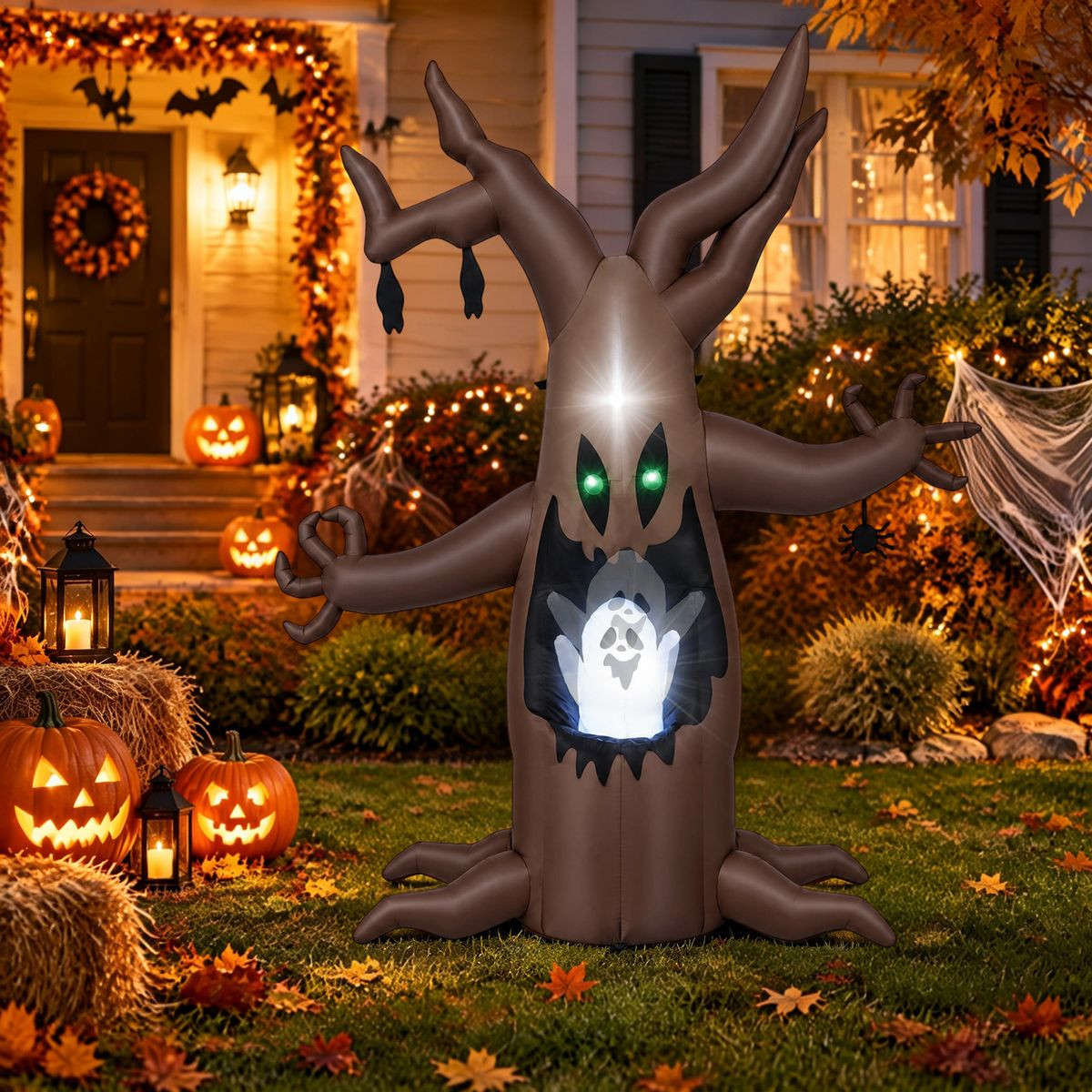8-foot Halloween Inflatable Tree with Animated Ghost product image