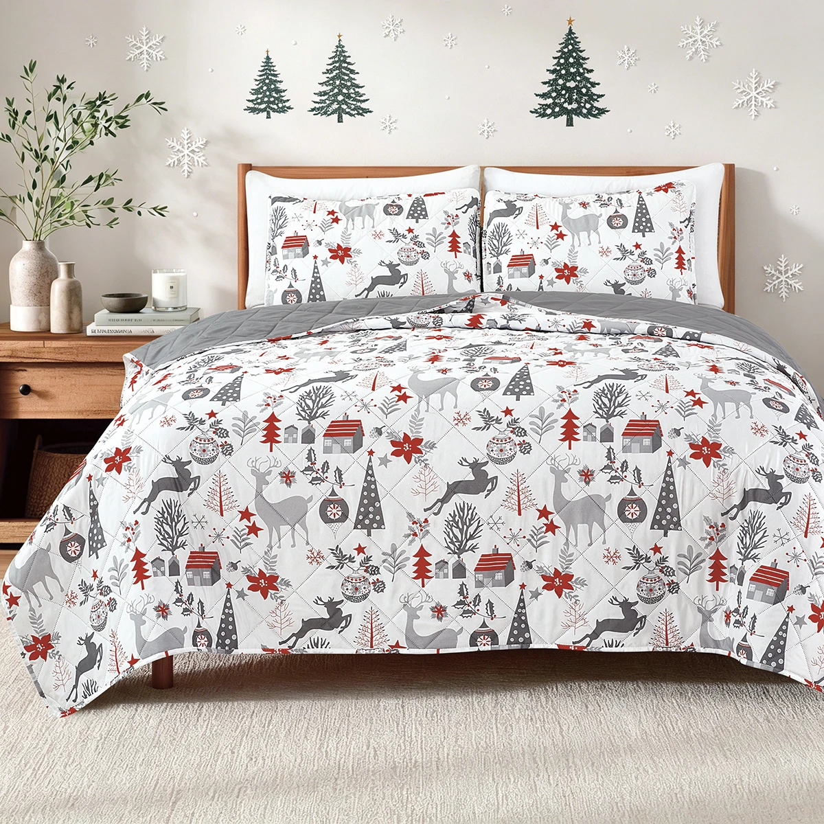 Dan River 3-Piece Christmas Print Pinsonic Quilt Set product image