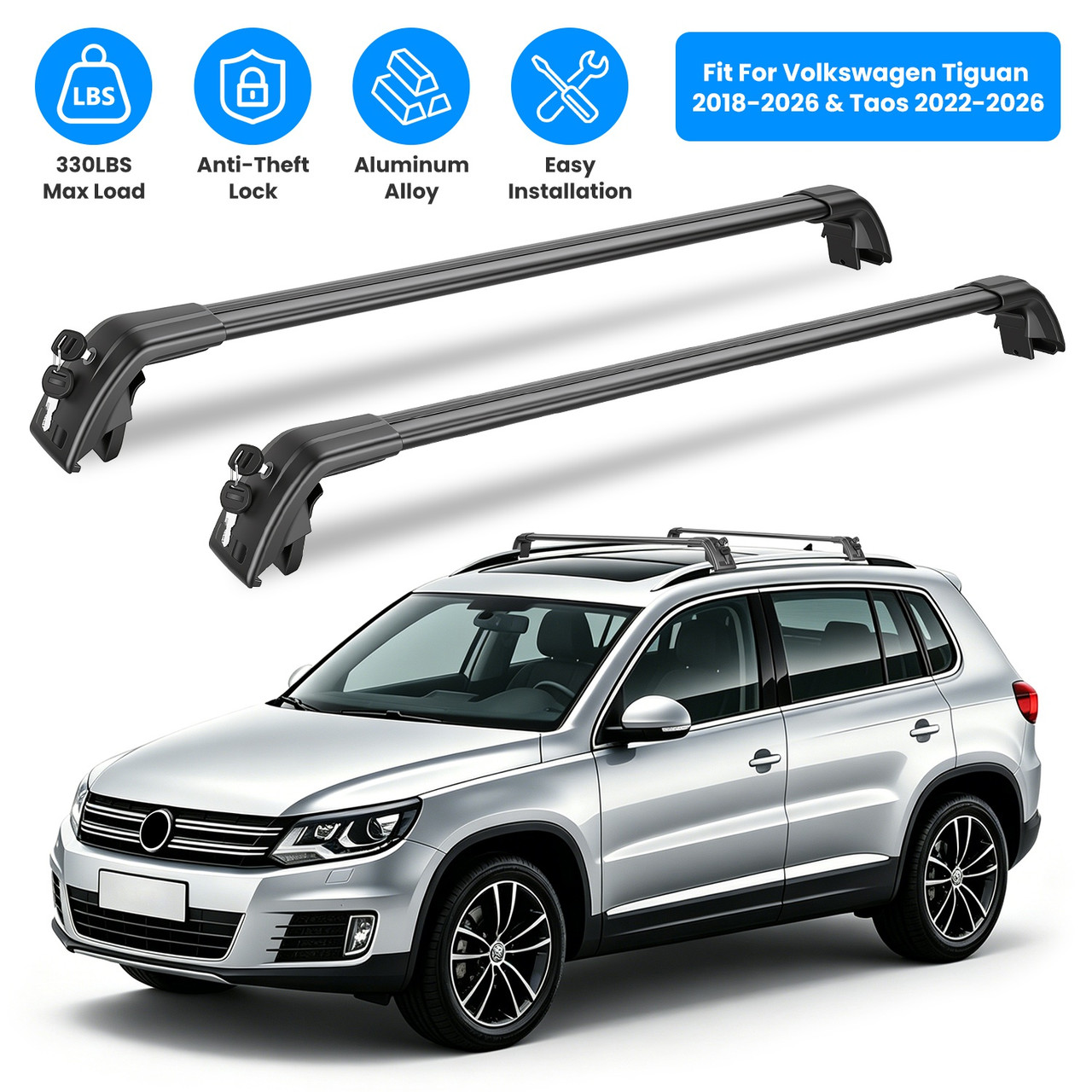 Volkswagen Tiguan 2018-2026, Taos & Atlas 2022-2026 Car Roof Crossbar product image