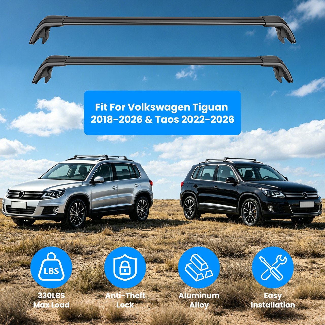 Volkswagen Tiguan 2018-2026, Taos & Atlas 2022-2026 Car Roof Crossbar product image