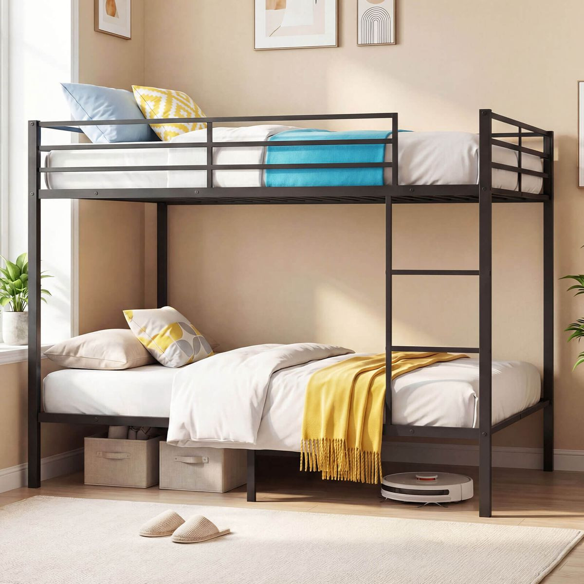 Modern Heavy-Duty Bunk Bed with Built-In Safety Ladder product image