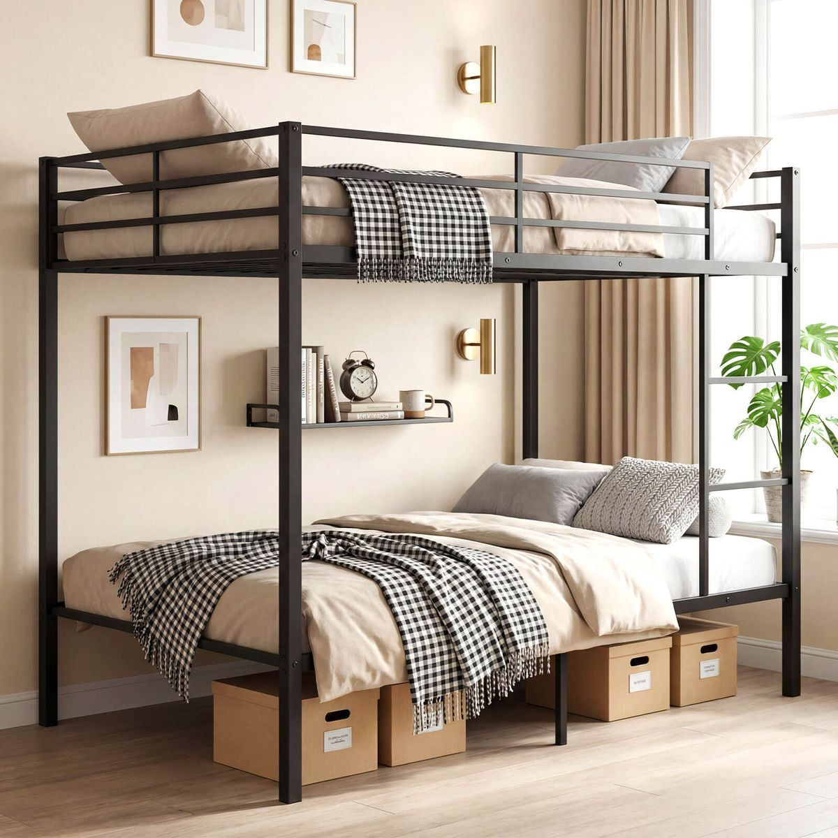 Modern Heavy-Duty Bunk Bed with Built-In Safety Ladder product image