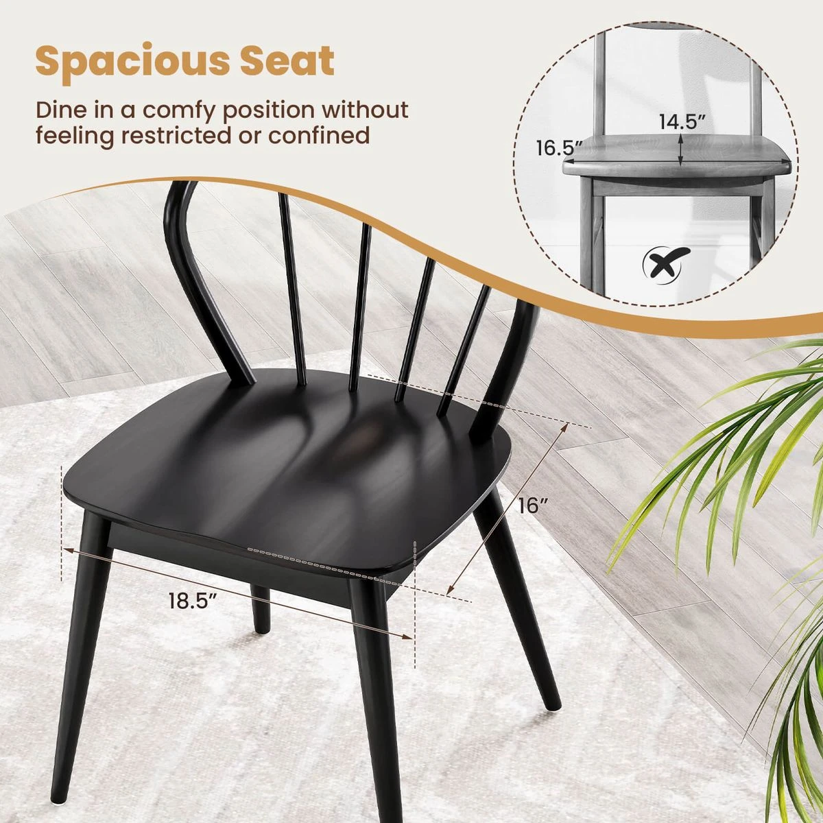  Wooden Dining Chair with High Spindle Backs (Set of 2 or 4) product image