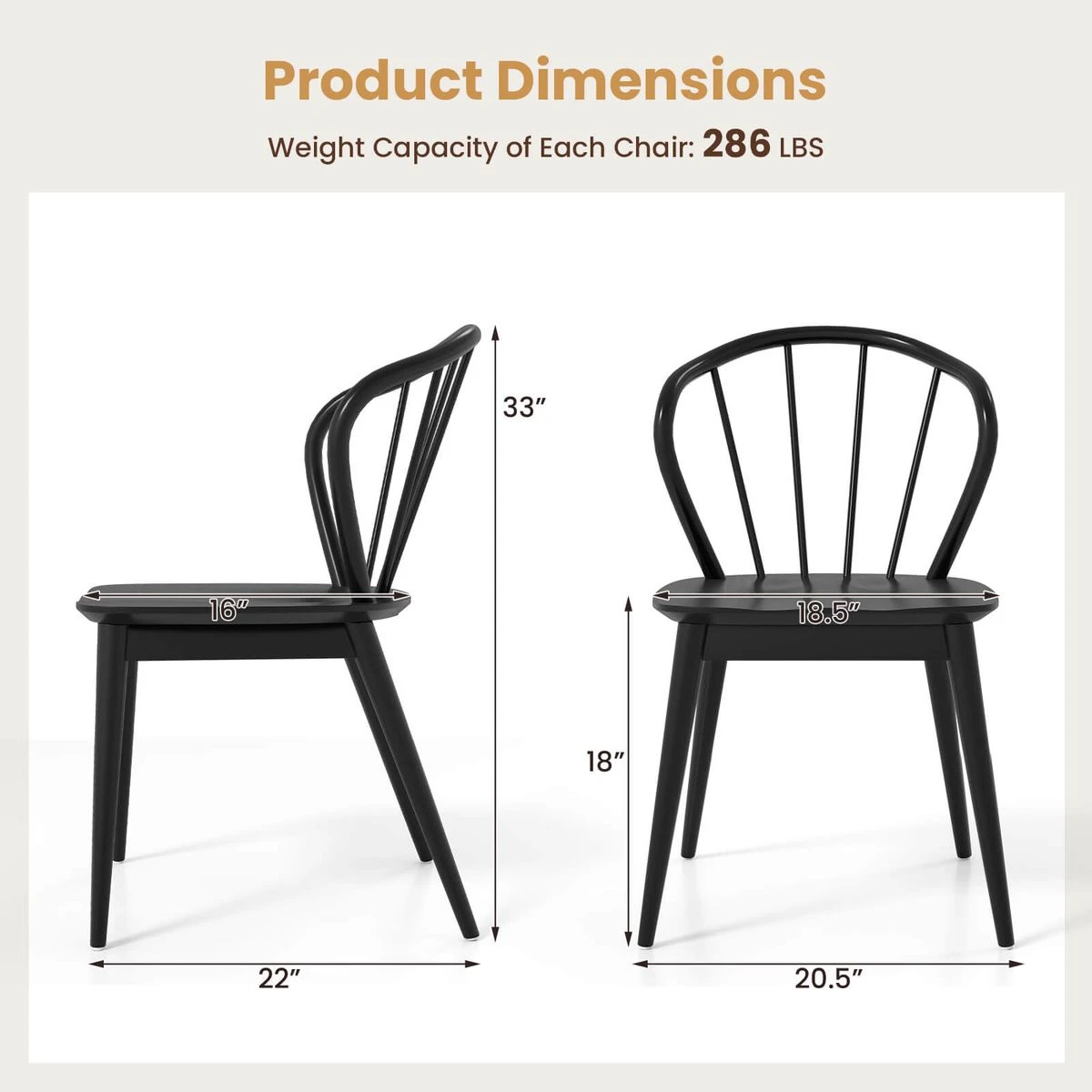  Wooden Dining Chair with High Spindle Backs (Set of 2 or 4) product image