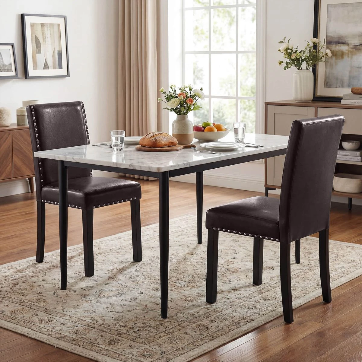 Dining Chair with Smooth Faux Leather Upholstery (Set of 2 or 4) product image
