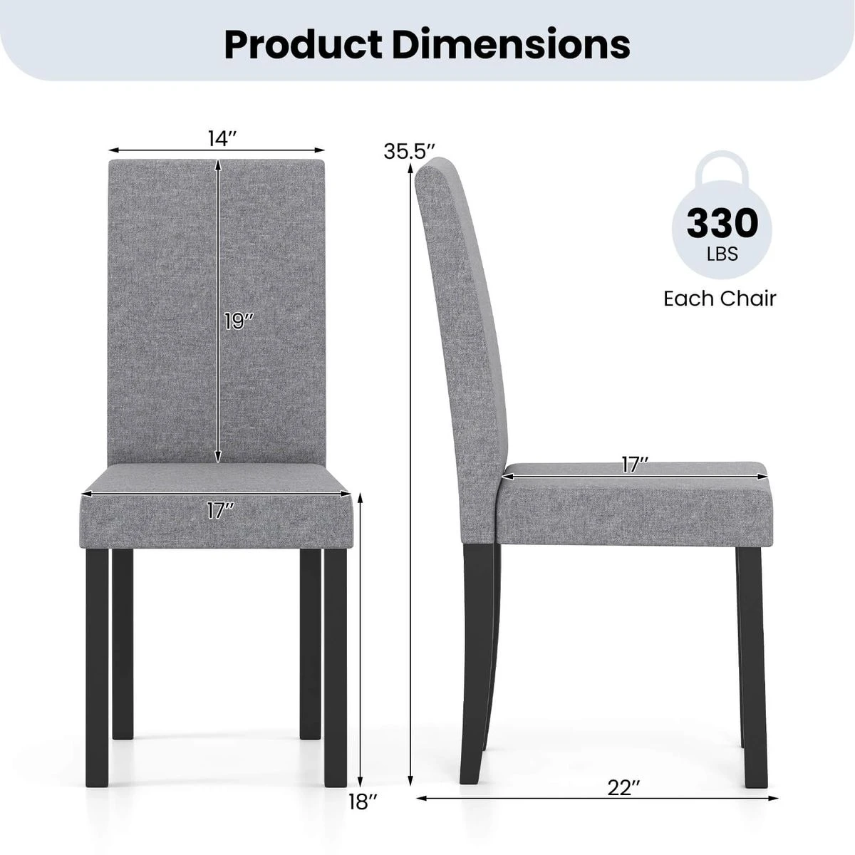 Modern Upholstered Dining Chair with Padded Seat and Backrest (Set of 2 or 4) product image