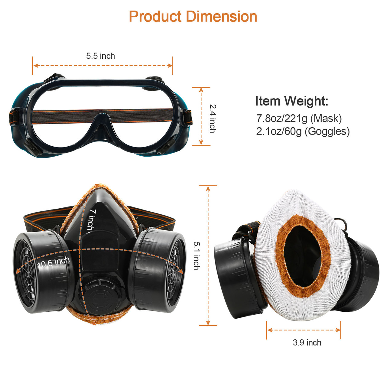 Respirator Anti-Dust Gas Mask & Anti-Fog Goggles product image