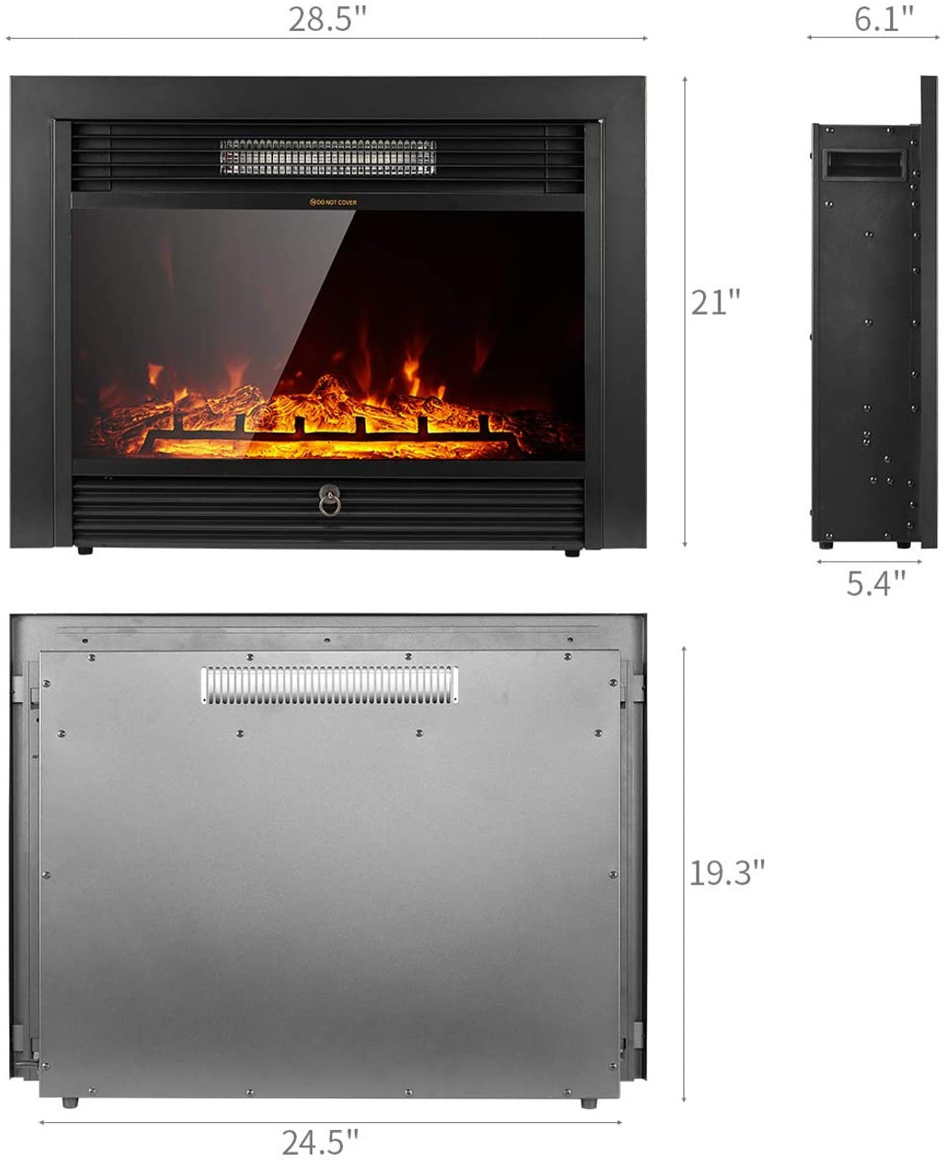  28.5-Inch Electric Fireplace Insert with 3 Color Flames product image