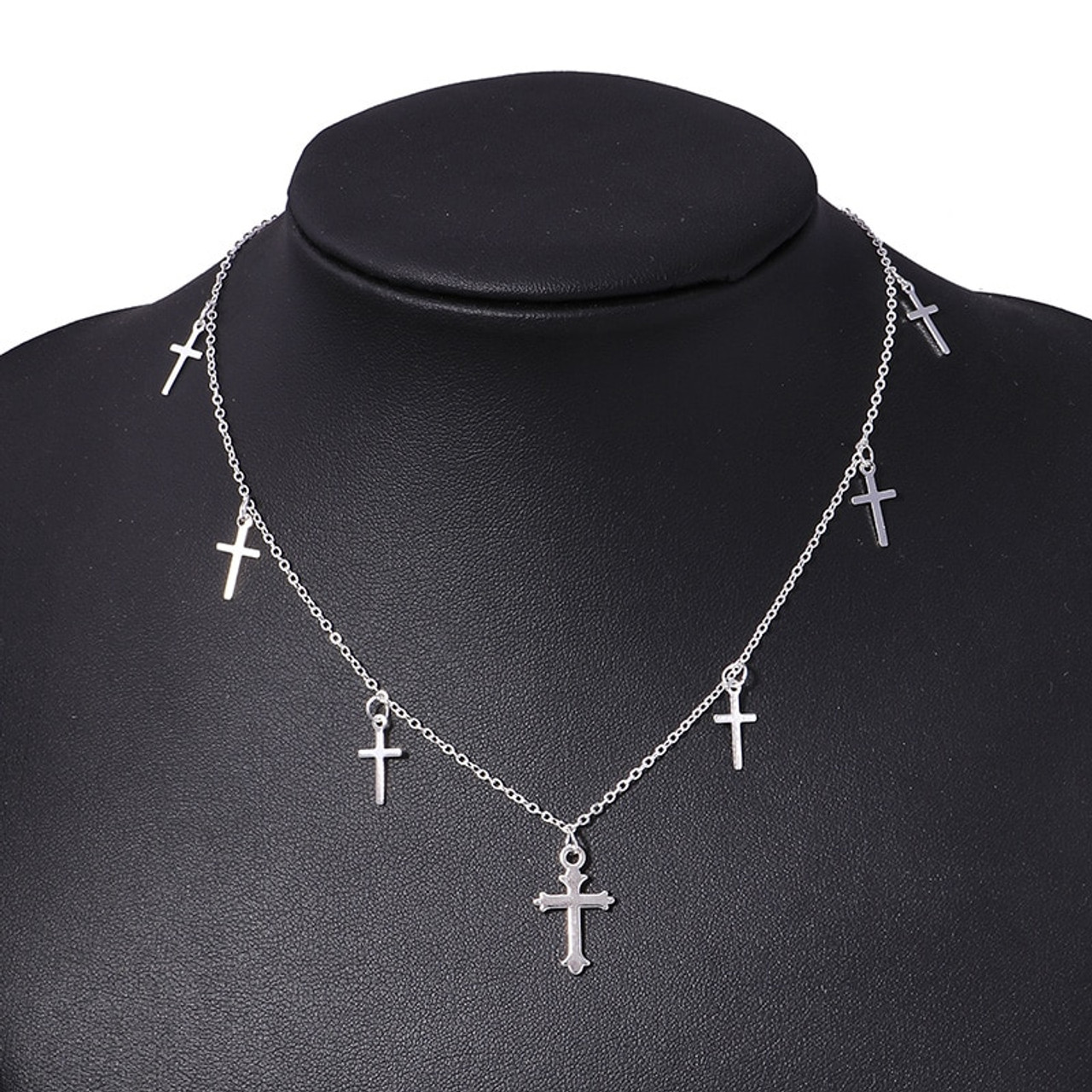 Sterling Silver Plated Infinity Cross Lariat Necklace product image