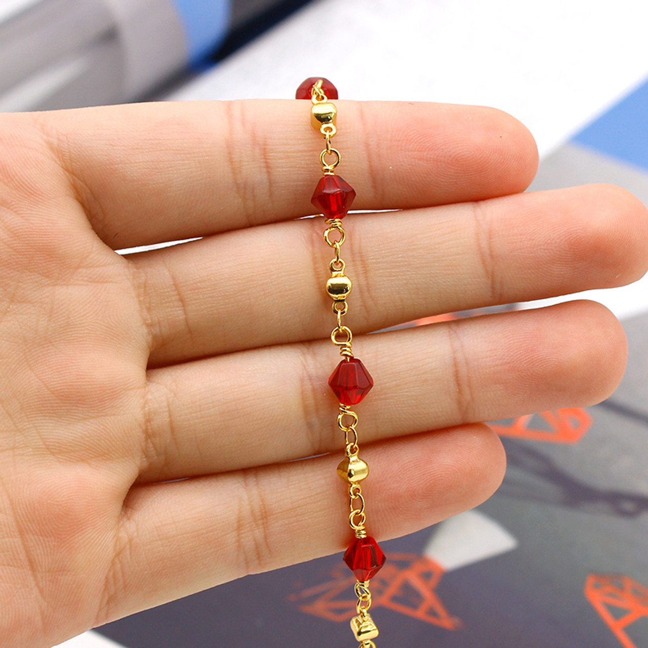 18K Gold-Plated Faux Jewel Ankle Bracelet product image
