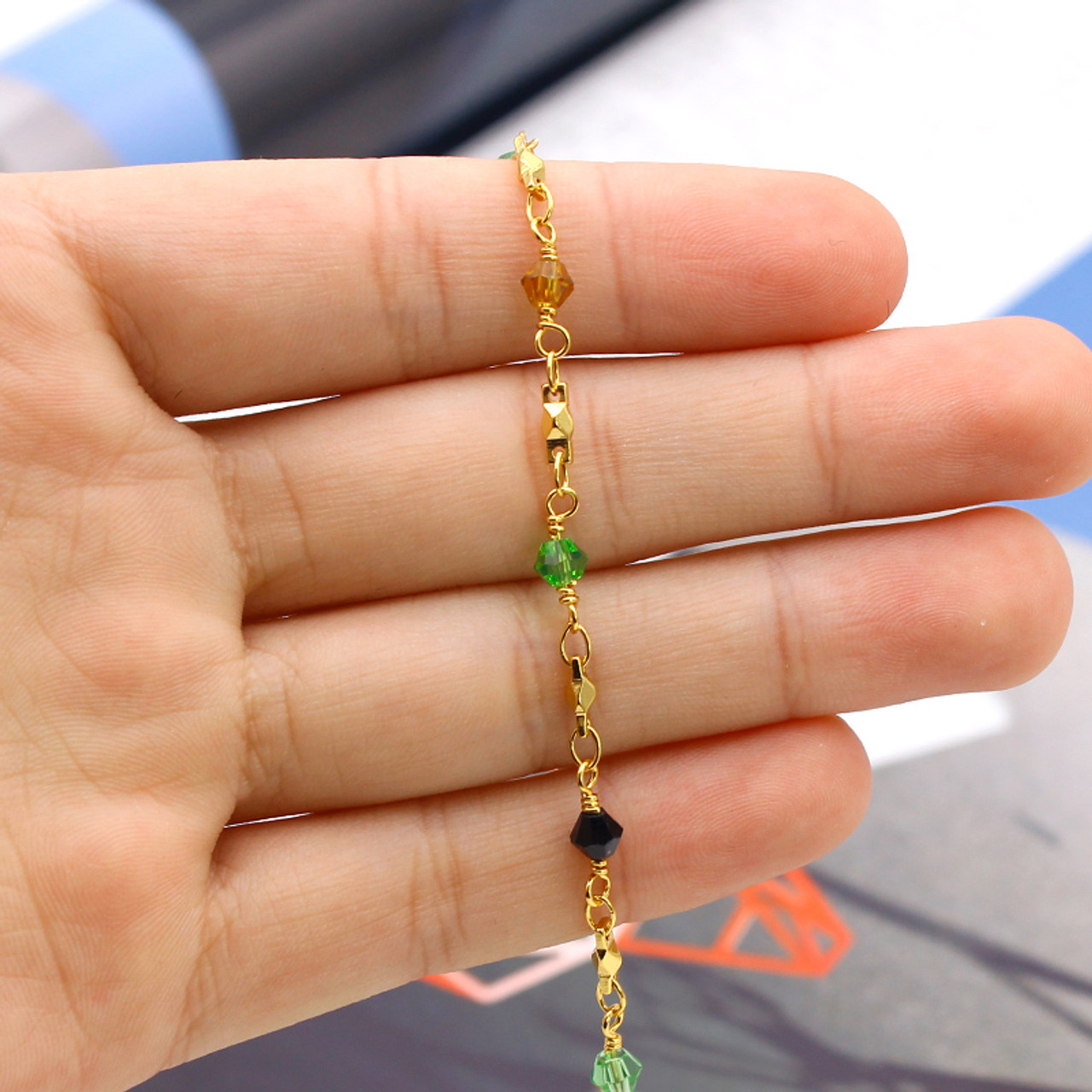 18K Gold-Plated Faux Jewel Ankle Bracelet product image