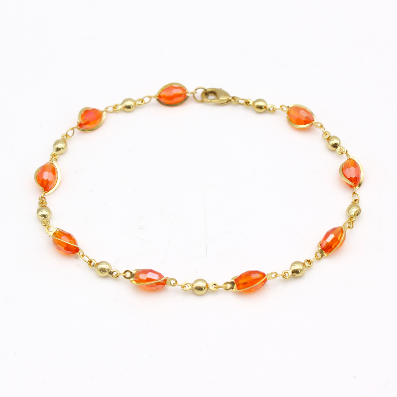18K Gold-Plated Faux Jewel Ankle Bracelet product image