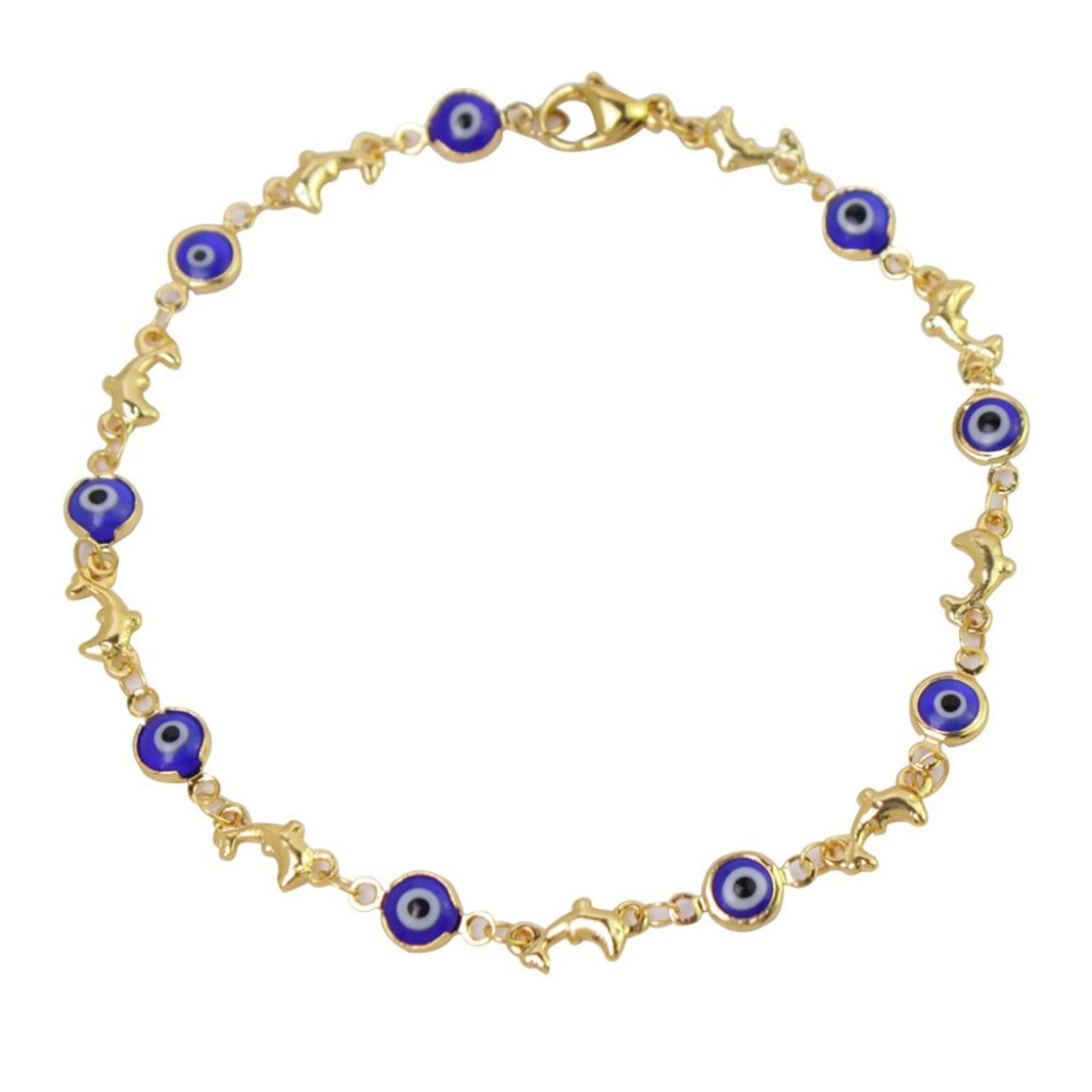 Gold Mariner Evil Eye Crystal Ankle Bracelet product image