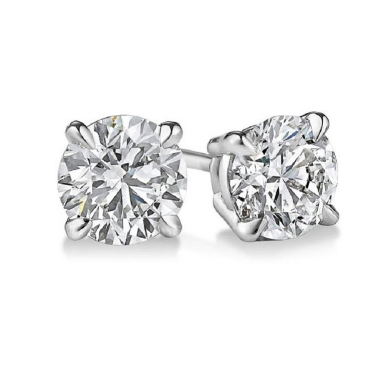 10K White Gold-Plated Sapphire Stud Earrings (Square- or Round-Cut) product image
