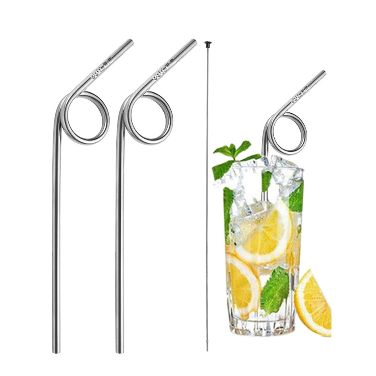 Swirled Stainless Steel Drinking Straws (2-Pack) product image