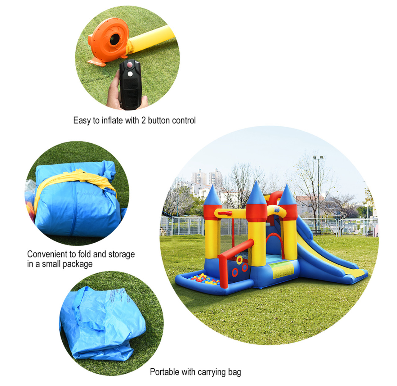 Castle Slide Ball Pit Inflatable Bounce House with Balls & 780W Blower product image