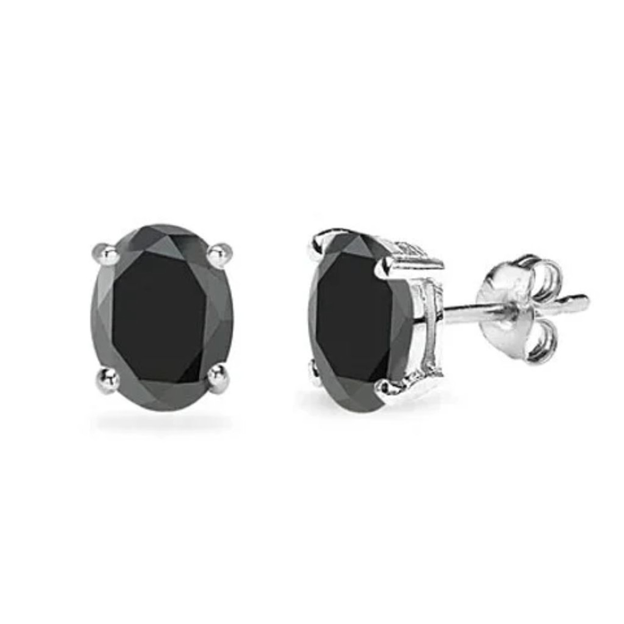 .925 Sterling Silver Genuine Black Stud Earrings product image