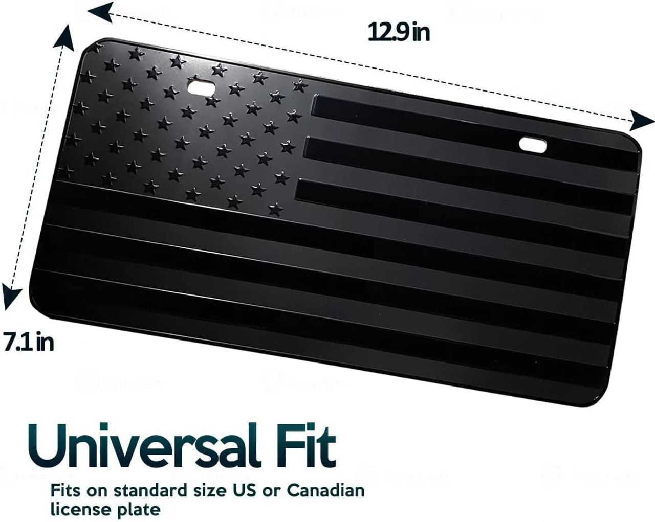 Zone Tech® Monochrome American Flag License Plate product image