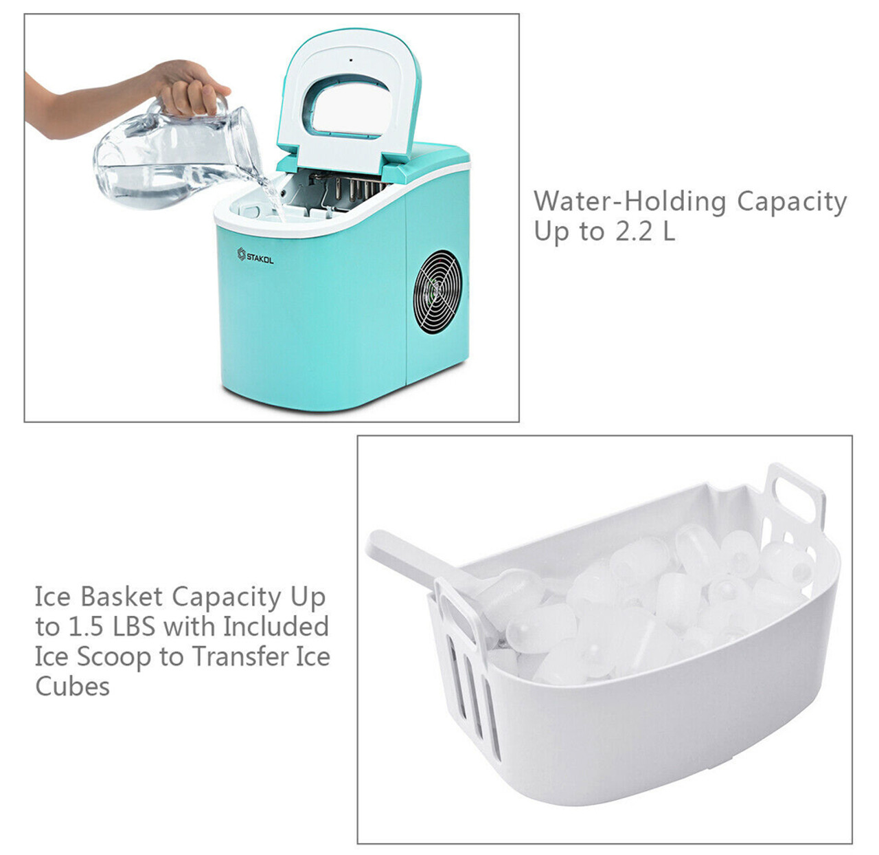 Mini Portable Electric Ice Maker Machine with Ice Scoop