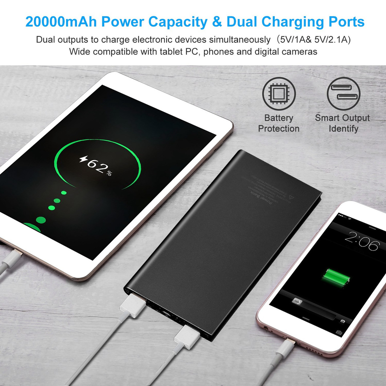20,000mAh Power Bank with Dual USB Ports & LED Flashlight product image