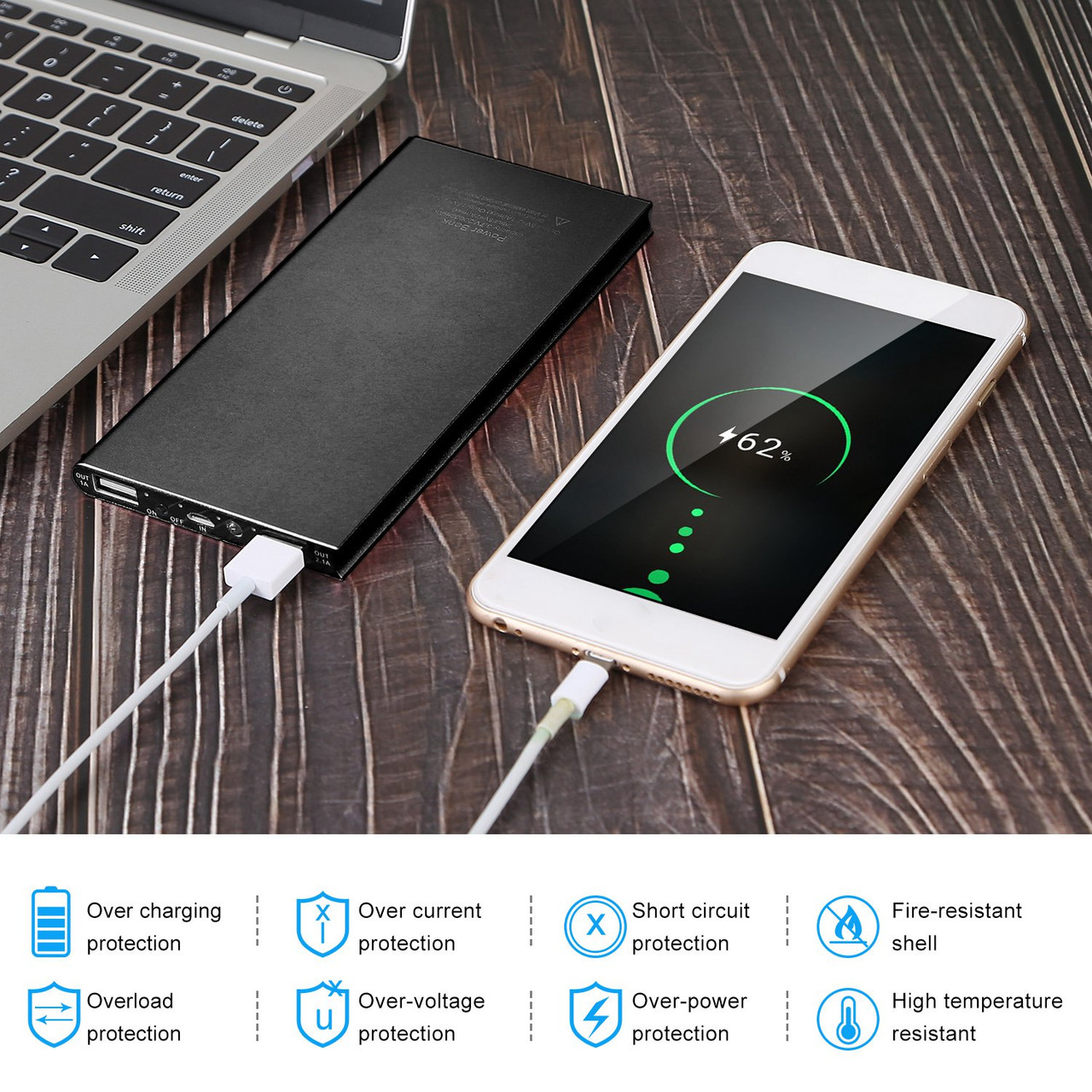 20,000mAh Power Bank with Dual USB Ports & LED Flashlight product image