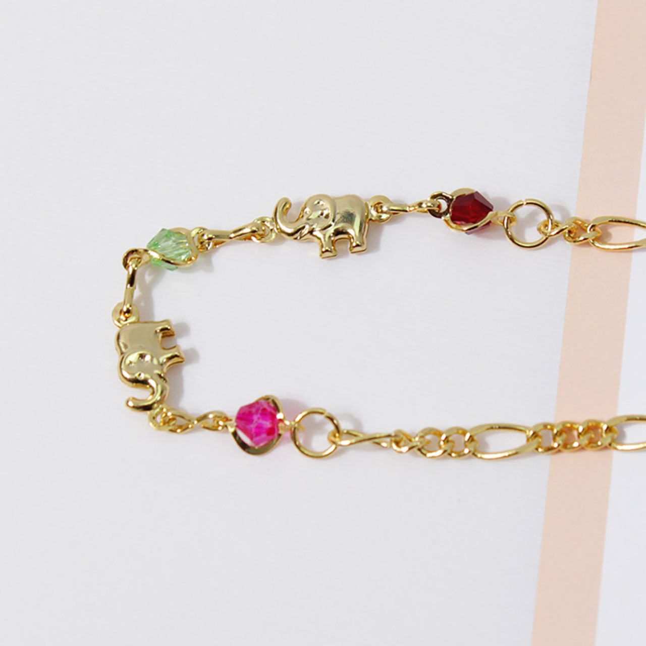 18K-Gold-Plated Dainty Elephant Good Luck Anklet product image