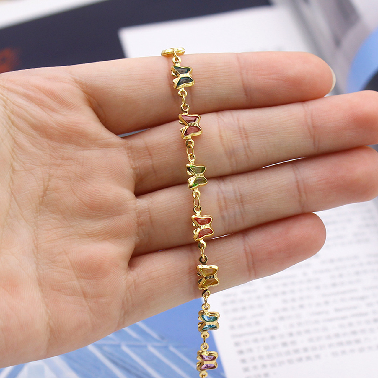 Multicolor Crystal Butterfly Ankle Bracelet product image