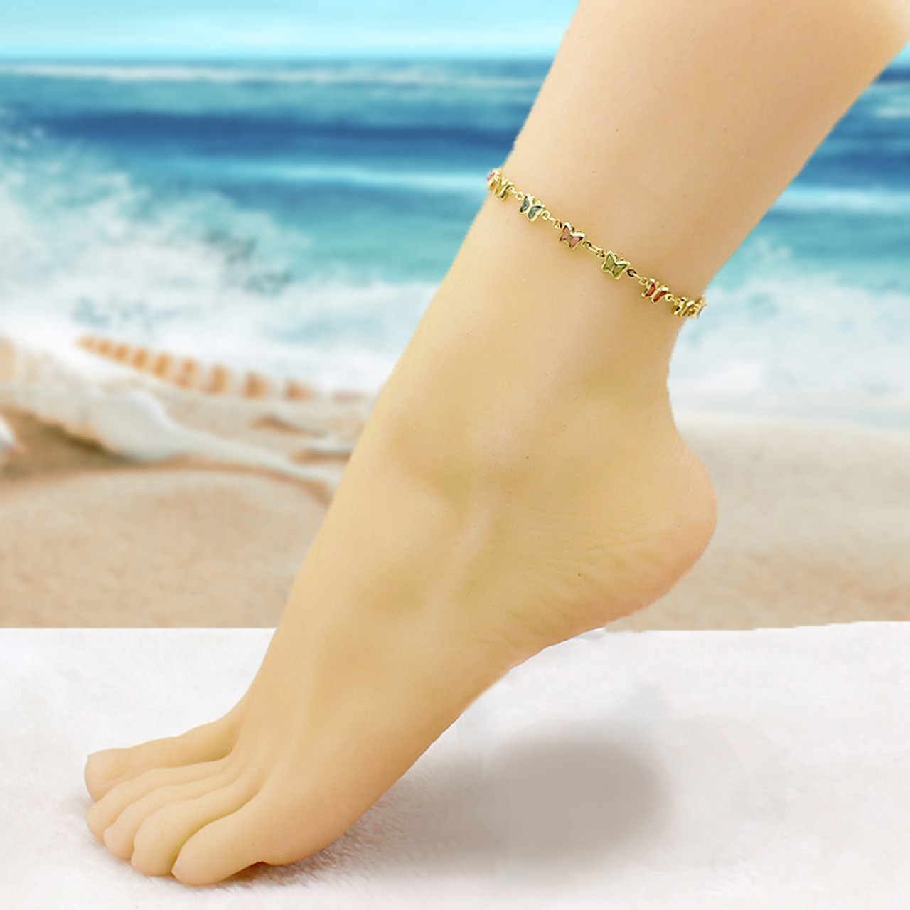 Multicolor Crystal Butterfly Ankle Bracelet product image