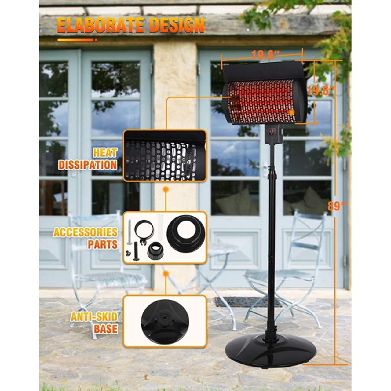 1,500W Warm-Living Outdoor Infrared Electric Patio Heater product image