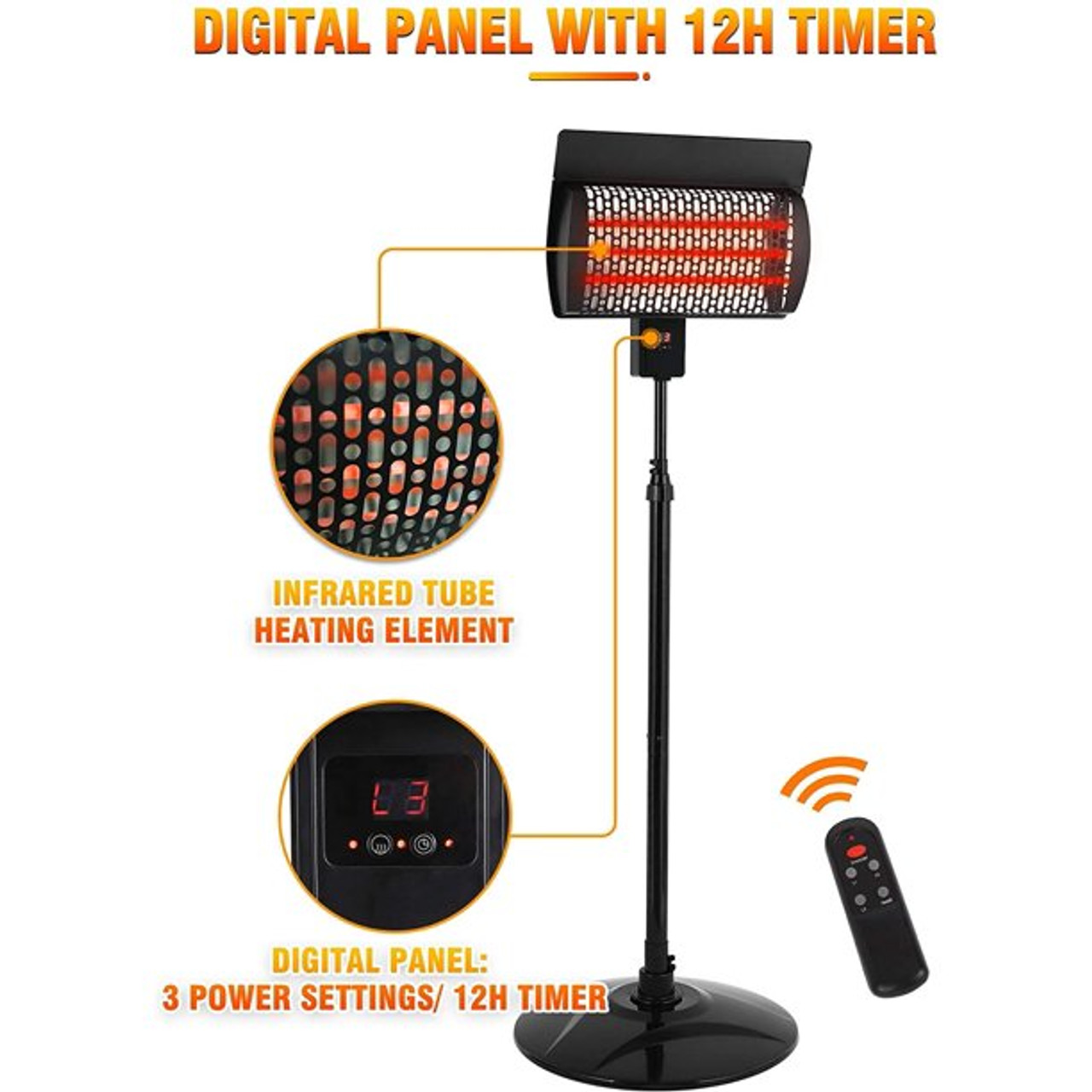 1,500W Warm-Living Outdoor Infrared Electric Patio Heater product image