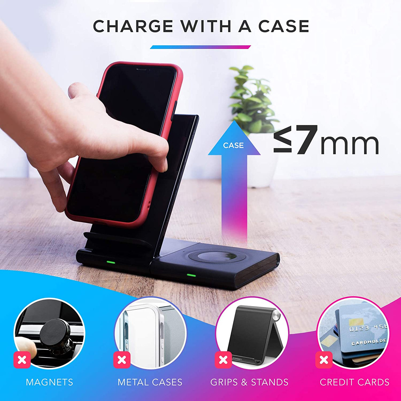 TekBrix® Wireless Charger 2-in-1 Dual Fast Charging Stand & Pad Station product image