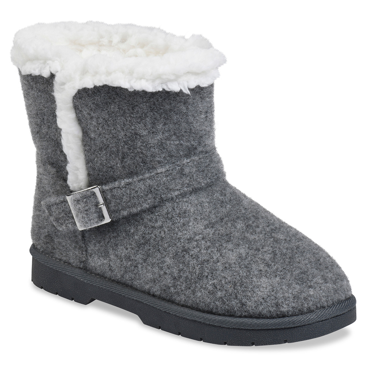 Women's Faux Wool Ankle Boot with Buckle  product image