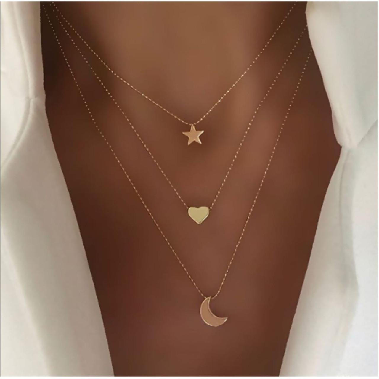 3-Piece Multilayer Star, Heart, Moon Necklace product image