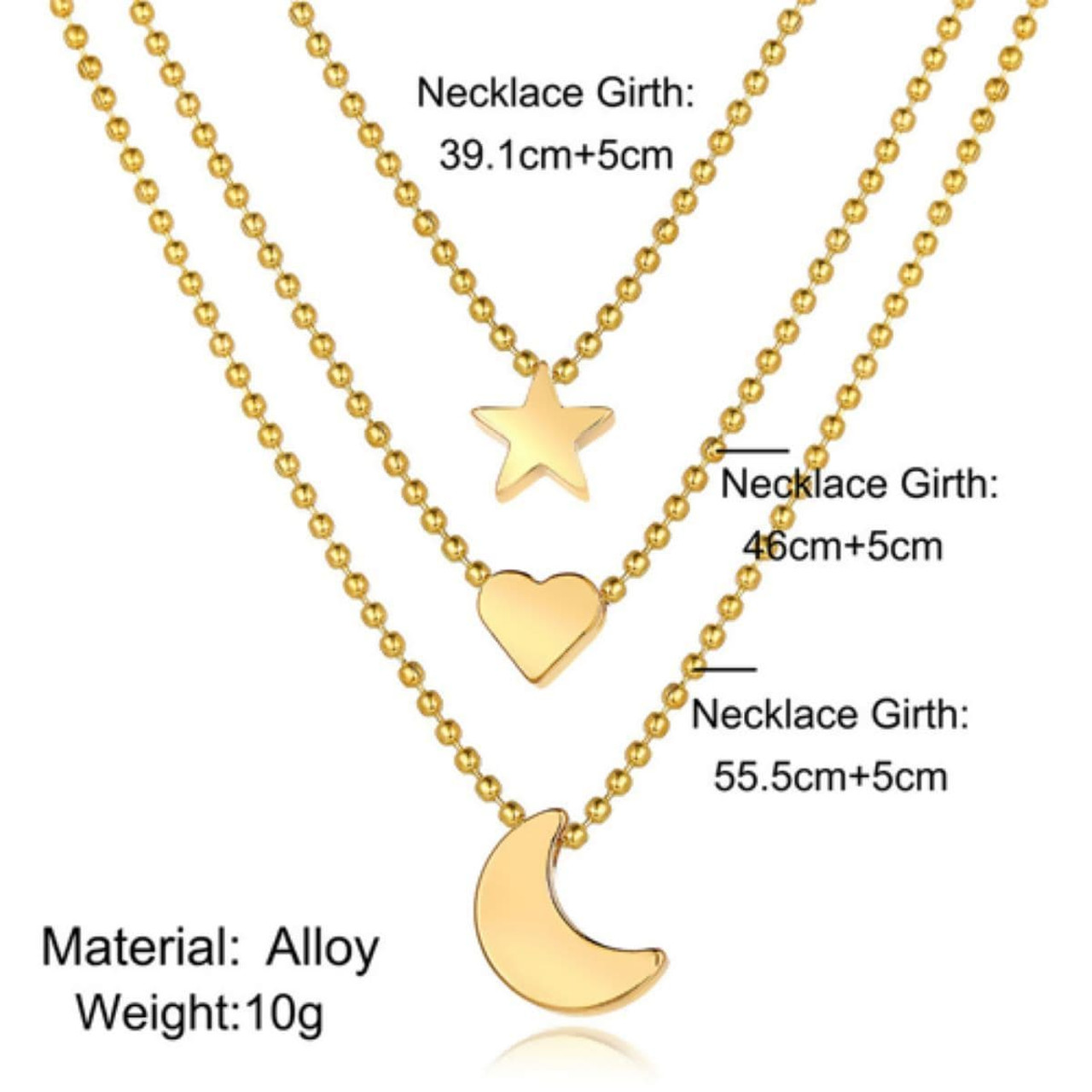 3-Piece Multilayer Star, Heart, Moon Necklace product image