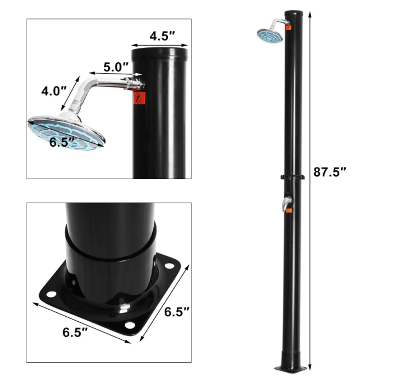 7.2-Foot Solar Heated Outdoor Shower with 5.5 Gallon Water Reservoir product image