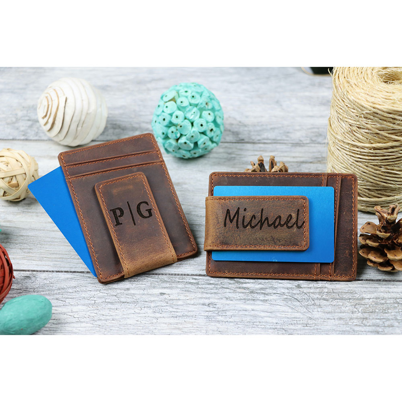 Personalized Genuine Leather Money Clip with Strong Magnet product image