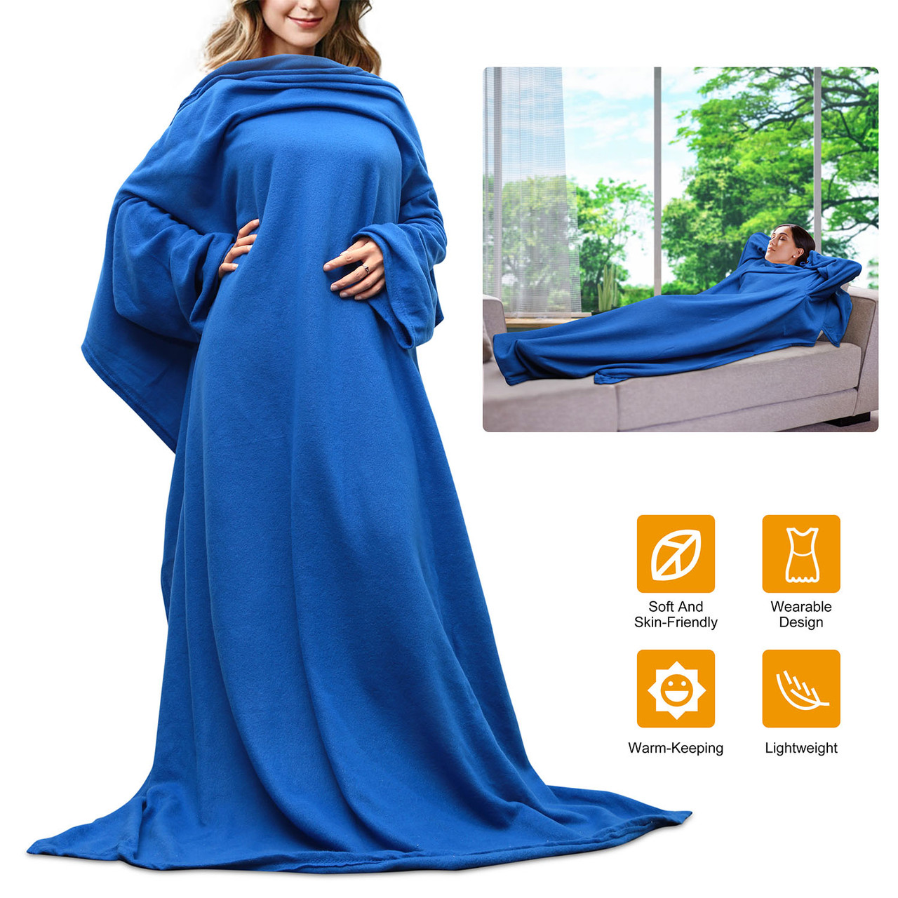Wearable Fleece Blanket with Sleeves product image