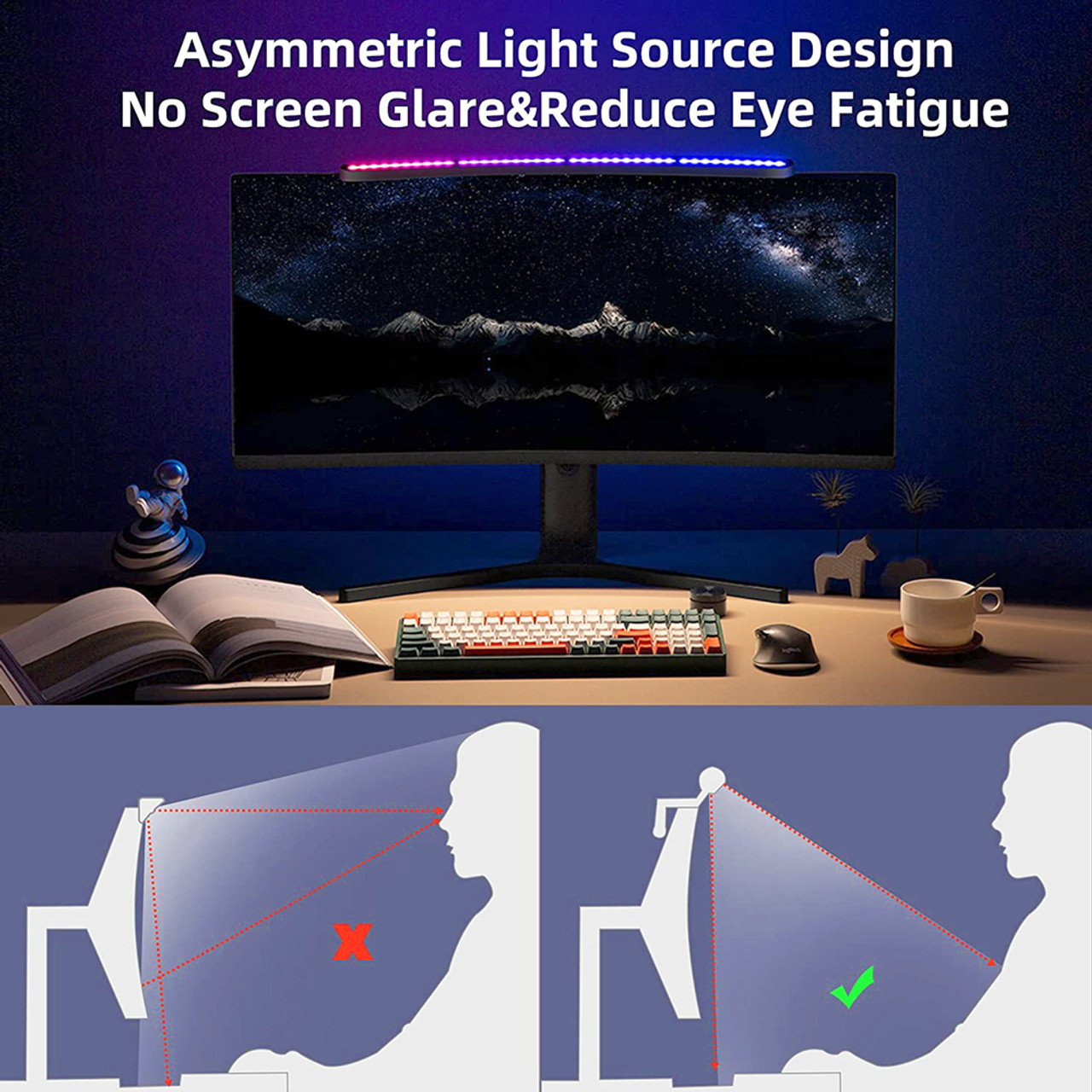 Curved Monitor Light Bar with Wireless Remote Control and 3 Light Modes product image