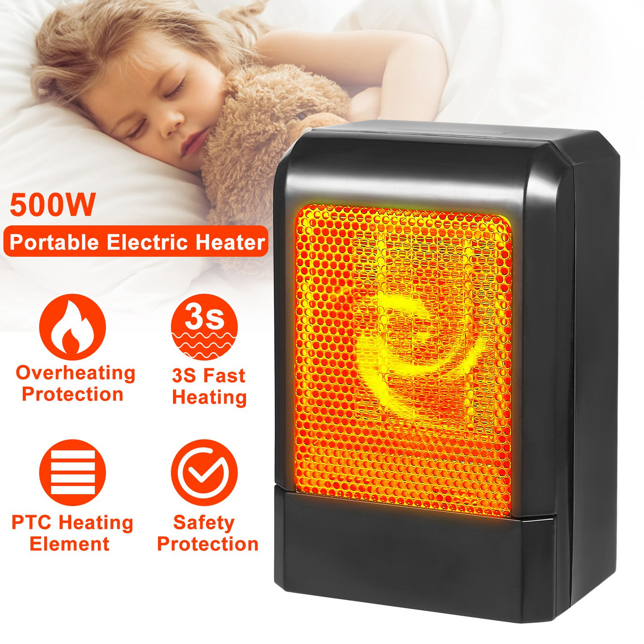 Mini 500W Portable Electric Heater product image