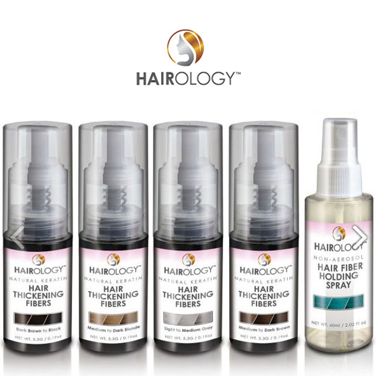 Hairology™ Natural Keratin Hair Thickening Fibers and Holding Spray Set product image