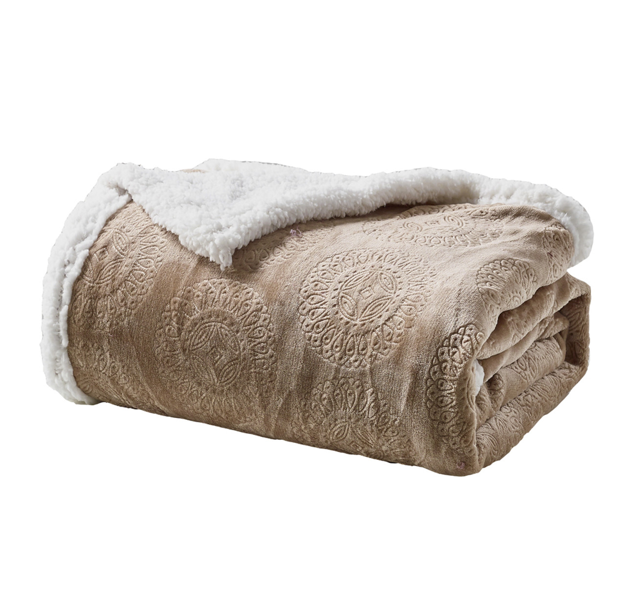 Sheradian Embossed Print Fleece/Sherpa Reversible Throw Blanket product image