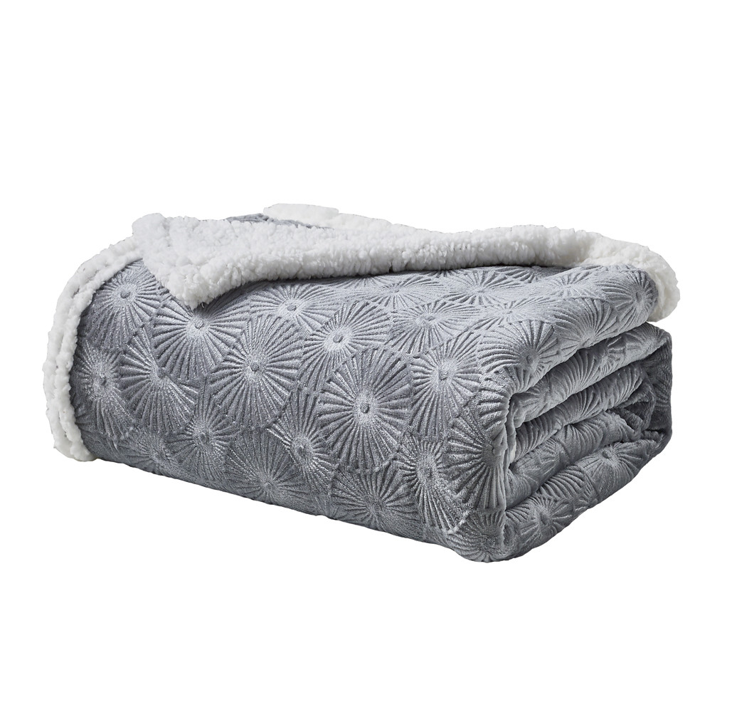 Sheradian Embossed Print Fleece/Sherpa Reversible Throw Blanket product image