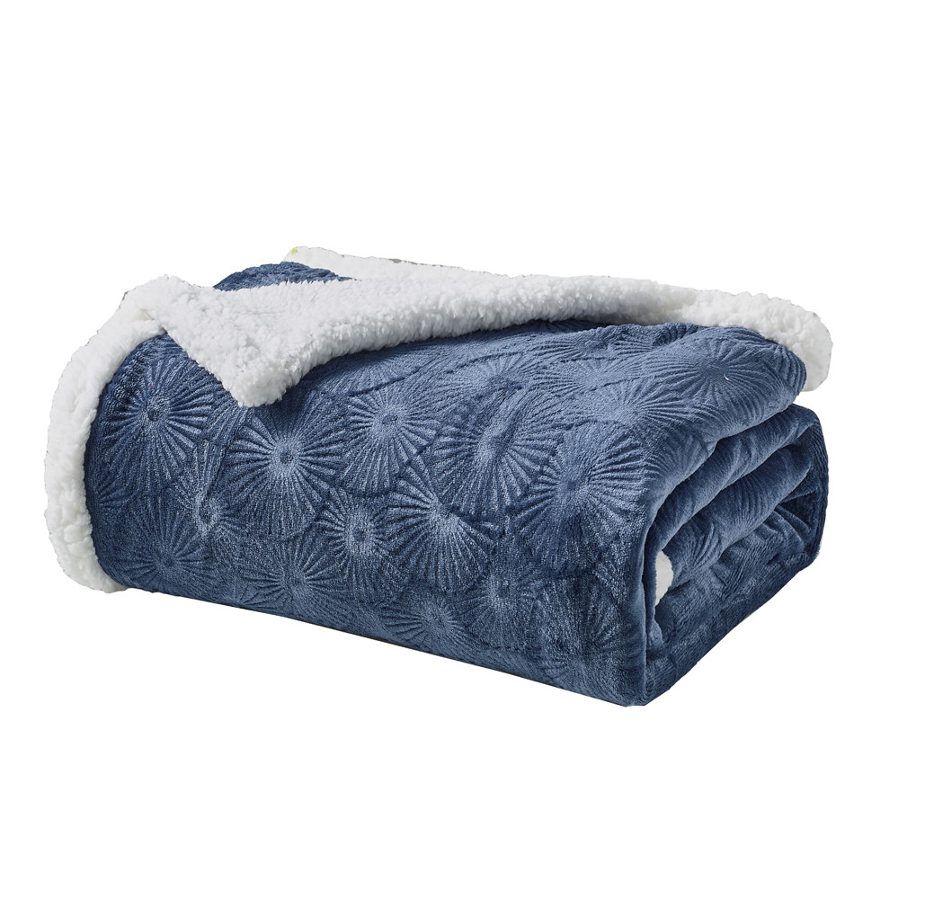 Sheradian Embossed Print Fleece/Sherpa Reversible Throw Blanket product image