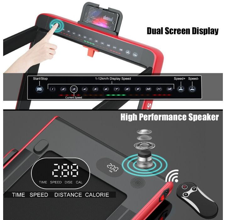 SuperFit™ 2.25HP 2-in-1 Dual Display Folding Treadmill product image