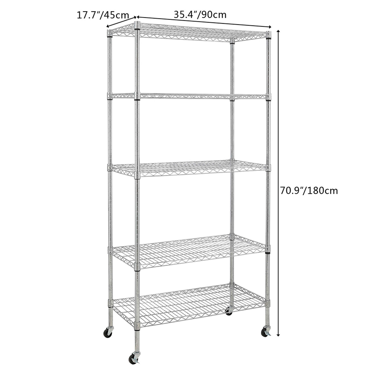 Rolling 5-Tier Steel Wire Shelving, NSF-Certified product image