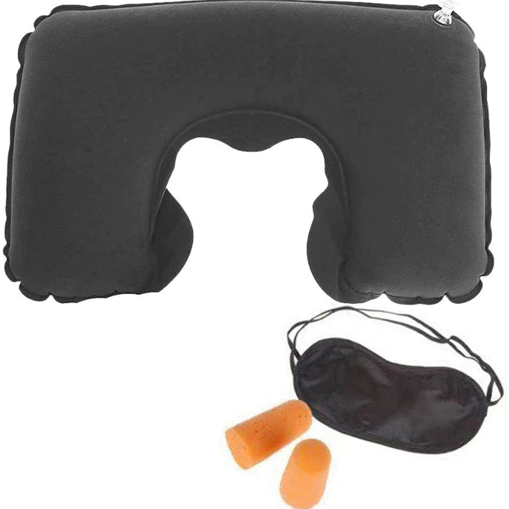 Zone Tech® Inflatable Neck Pillow Eye Mask And Earplug Set product image
