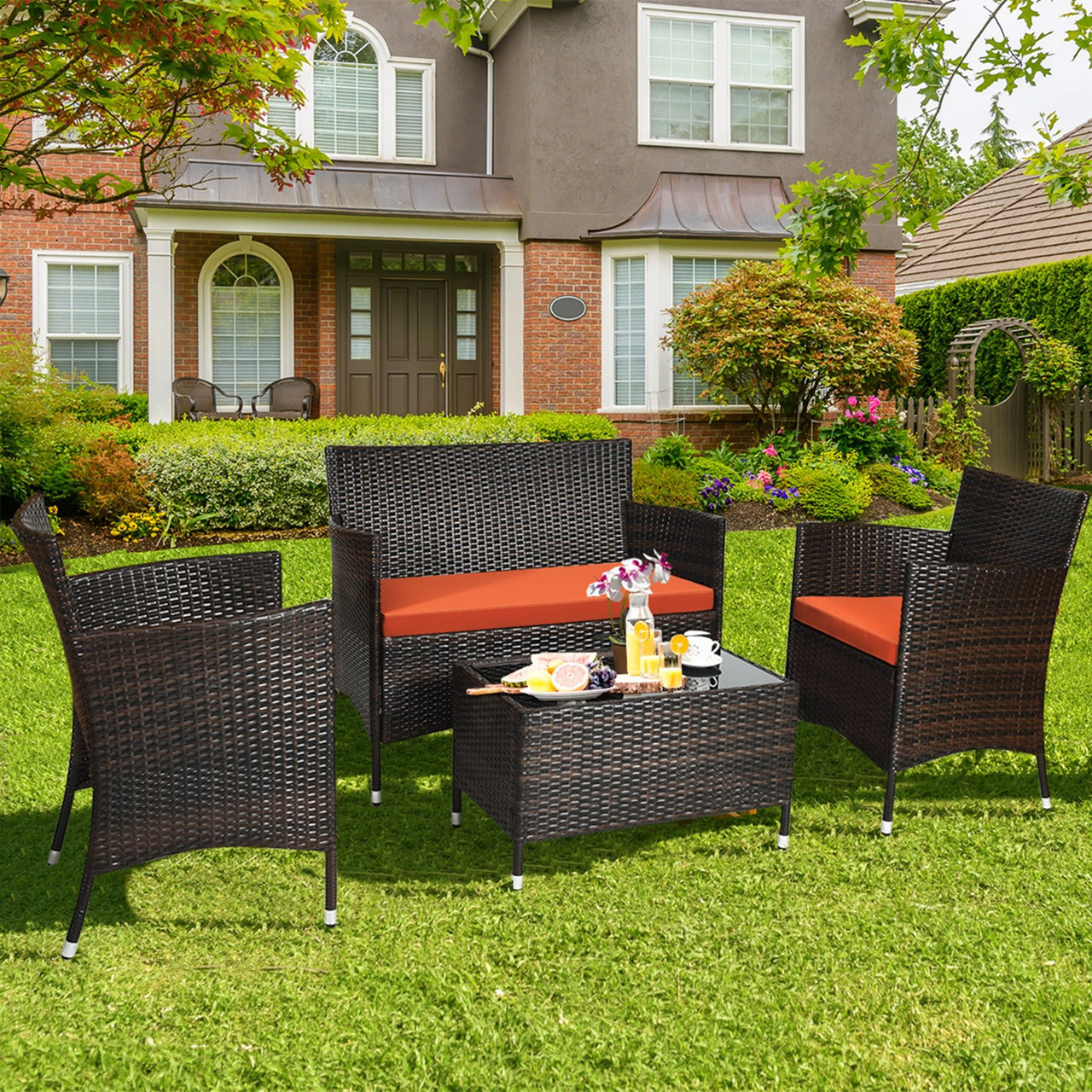 Rattan Outdoor 4-Piece Patio Furniture Set product image Rattan Outdoor 4-Piece Patio Furniture Set product image